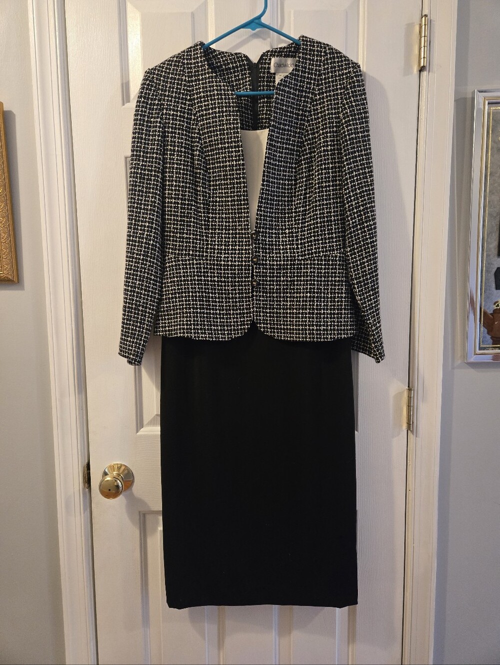 Vintage Chadwicks Size 6 Black and White Tweed Jacket and Sheath Dress